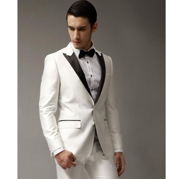 

custom mens wedding suits white slim fit groom tuxedos prom wear groomsmen coat bridegroom wear man blazer(jacket+pants)terno masculino, Black;gray