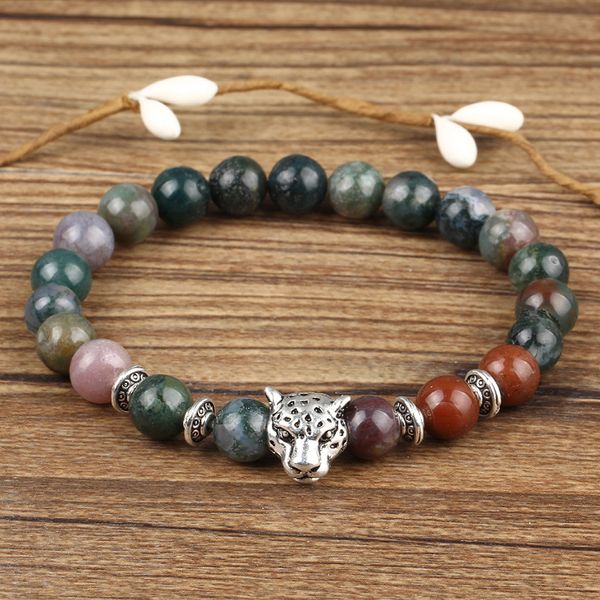 

occident fashion ethnic natural weathering color lion leopard head string beads bracelets fashion jewelry party gift, Black