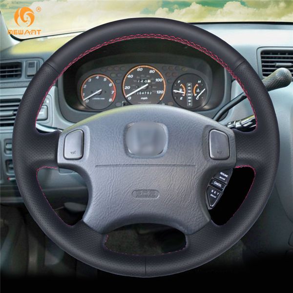 

MEWANT Black Leather Steering Wheel Cover for Honda CRV CR-V Prelude 1997-2001 Accord 6 1998-2002 Odyssey 1998-2001 Civic 1996-2000