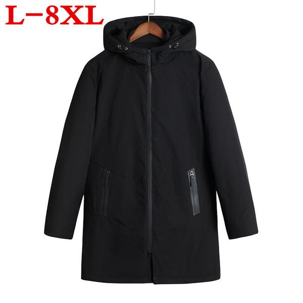 

big size 8xl 7xl 6xl 5xl winter keep warm coat casual men's jacket men's brand long section jacket coat cotton-padded clothes, Black