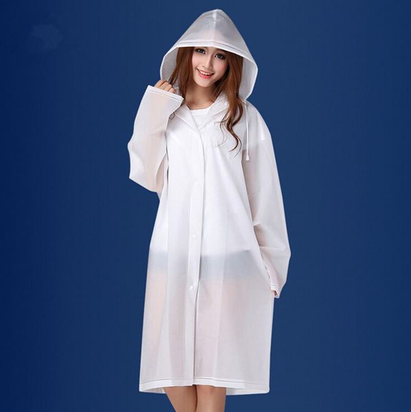 

raincoat with hood outdoor half transparent rainwear new women eva environment waterproof poncho over knee length rain coat