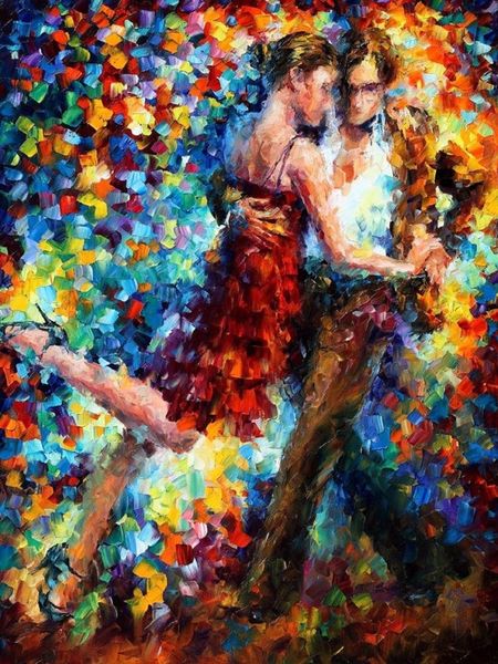 

professional artist hand-painted knife painting tango dancer oil painting on canvas handmade dancer oil painting