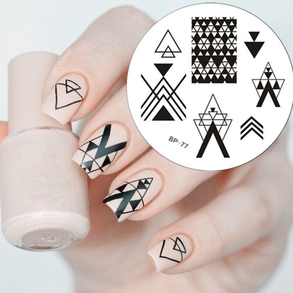 

born pretty round stamping plate rose flower heart negative space alphabet pattern manicure nail art image plate, White