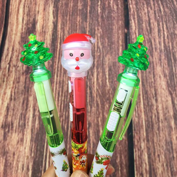 

36pcs/lot santa claus ball pen christmas tree luminous pen cartoon children's gifts stationery, Blue;orange