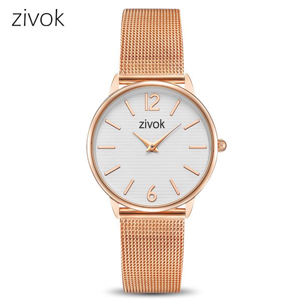 

zivok fashion women bracelet watch rose gold lovers quartz wrist watches women girls hour time saat zs8019, Slivery;brown