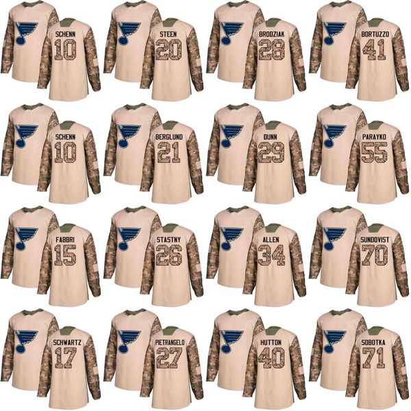 

St. Louis Blues Jersey Veterans Day Practice 15 Robby Fabbri 27 Alex Pietrangelo 55 Colton Parayko 91 Vladimir Tarasenko Hockey Jerseys