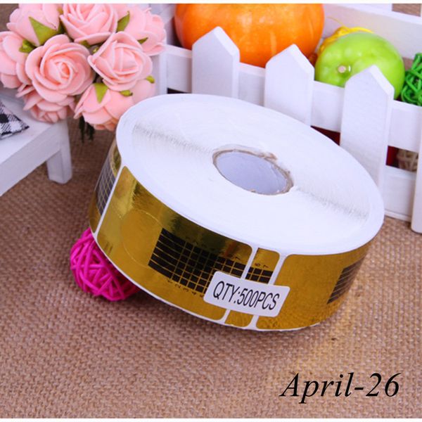 

500 pcs / roll gold golden forms guide extension french sticker tips telfon acrylic uv gel manicure nail art tool, Black