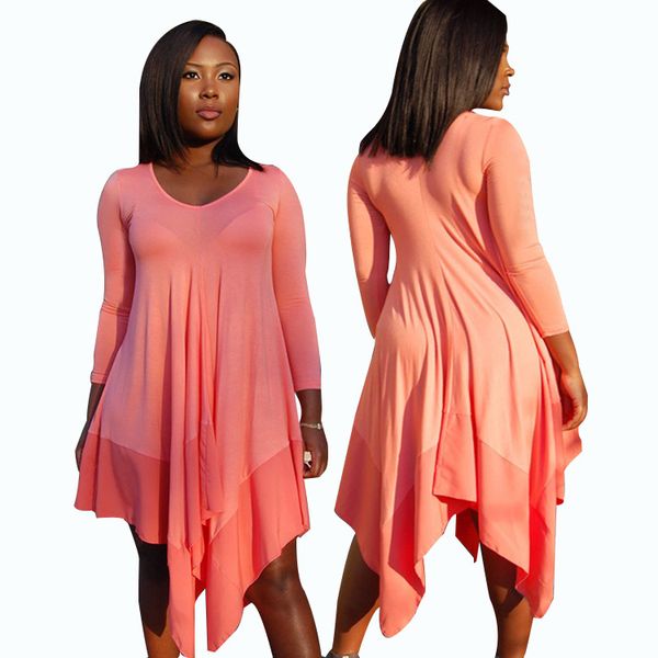 

женская мода асимметричный повседневная dress 3/4sleeve свободные dress o-образным вырезом весна осень новый стиль высокое качество сексуаль, Black;gray