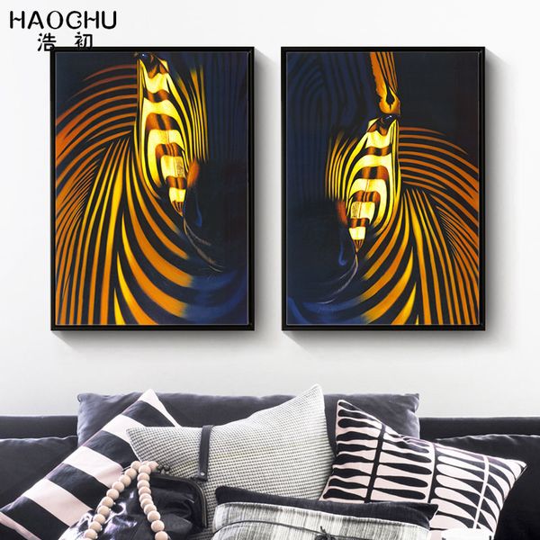 

haochu new abstract zebra poster home decor for living room pictures canvas art oil painting bedroom print painting unframed