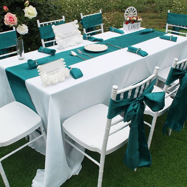 Ourwarm Satin Table Runners Chair Sashes Table Napkin Rings For