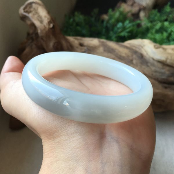 

h57#hetian jade white jade smoke green bracelet qinghai material old material ash wide bracelet, Golden;silver