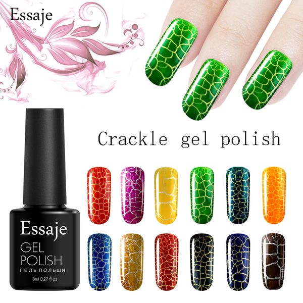 

essaje 8 ml crackle gel nail polish cracking gel varnish shatter primer long lasting soak off crack manicure lacquer, Red;pink