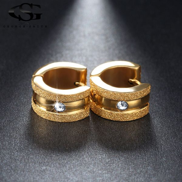 

whole salegs lead & nickel stainless steel small circle earrings paved shiny cz punk rock hoop earrings for women or men wholesale, Golden;silver