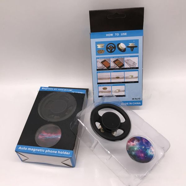 

universal magnetic expandable cell phone holder grip expand auto magnetic mount holder with air vent car mount with retail package