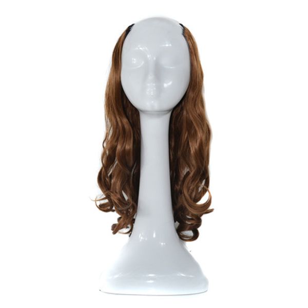 

long body wave synthetic half wig honey brown hair wigs no bang wig for women heat resistant wig, Black