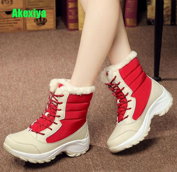 

boots women 2018 non-slip winter ankle snow boots for women winter shoes platform for girls thick fur botas mujer, Black