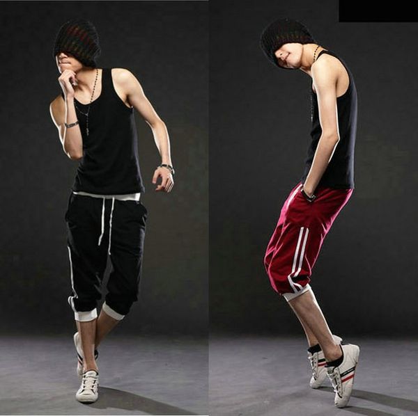 

new men's korean fashion casual sporty athletic pirate capri baggy harem shorts short pants sport pants ing, White;black