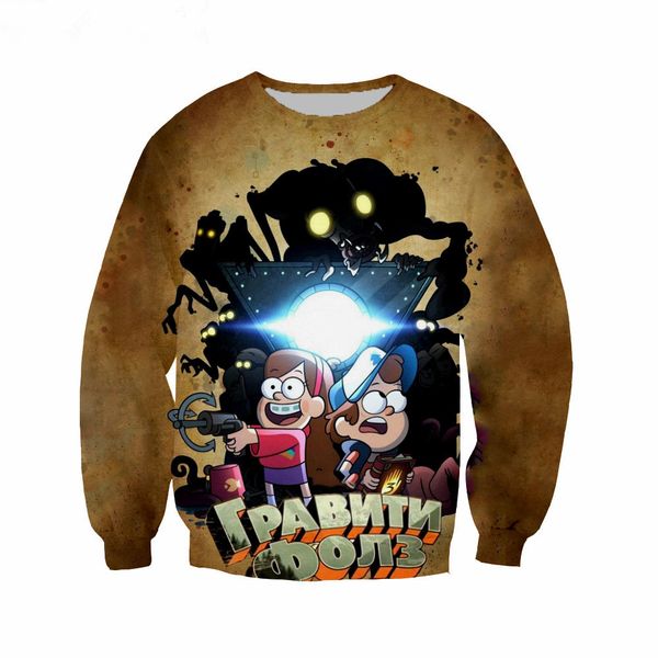 

new fashion cartoon gravity falls funny 3d print smoking sweats fashion clothing women men sweatshirt casual pullovers k99, Black