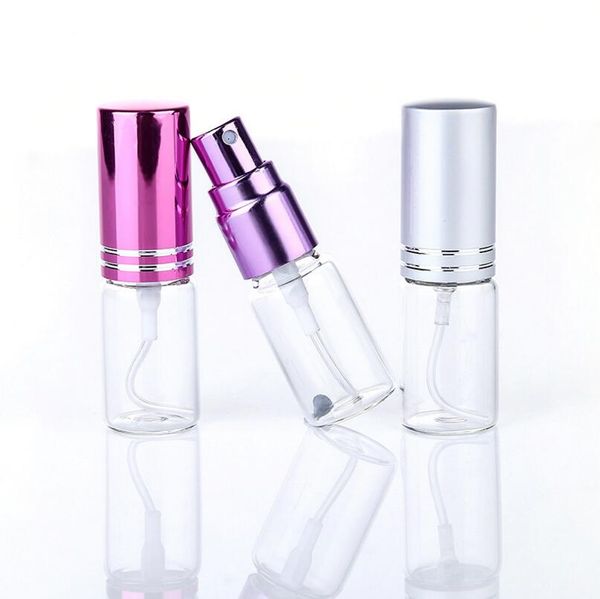 Garrafas de vidro do pulverizador 5ml, garrafa de perfume 5CC de vidro com tampão de alumínio, recipiente de embalagem pequeno LX1264 do curso