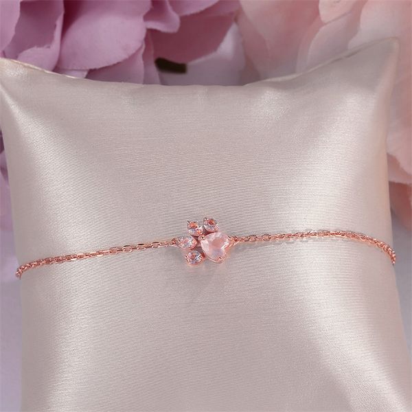 

cute bracelets for women fine jewelry sterling 925 silver natural rose quartz animal bear pink 5x5.5mm gemstone cchi005, Golden;silver