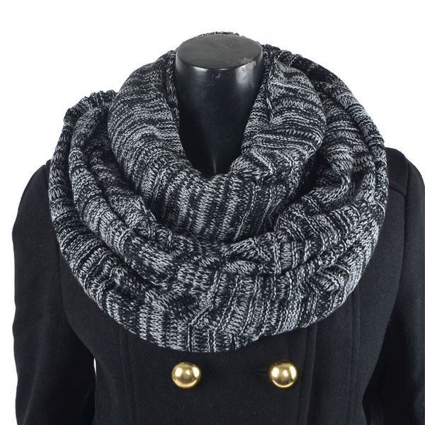 

hisshe mens winter infinity scarf classic knit striped warp muffler men women soft thick warm neckerchief, Blue;gray