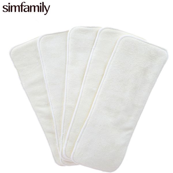 

simfamily] 5pcs reusable 4 layers bamboo fleece inserts for baby cloth diaper babies changing nappy insert 13.5*35cm wholesales