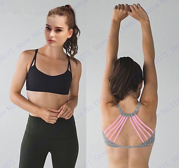 

halter yoga sport bra black strappy back hollow out fitness gym racerback tank grey padded wirerunning bras womens, White;black