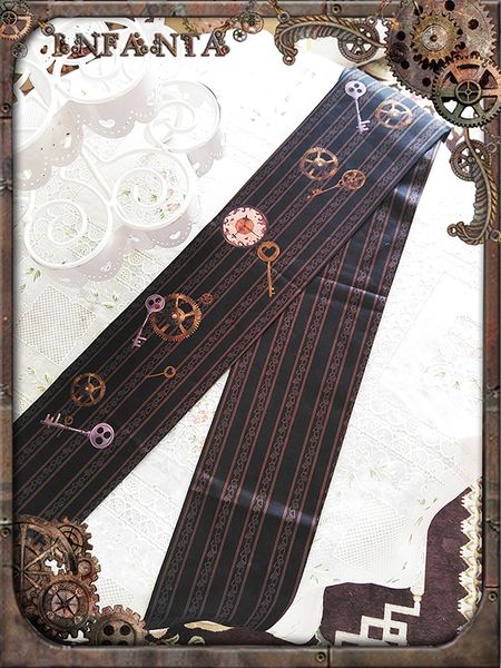 

infanta branded thick pantyhose steampunk gear printed lolita tights, Black;white