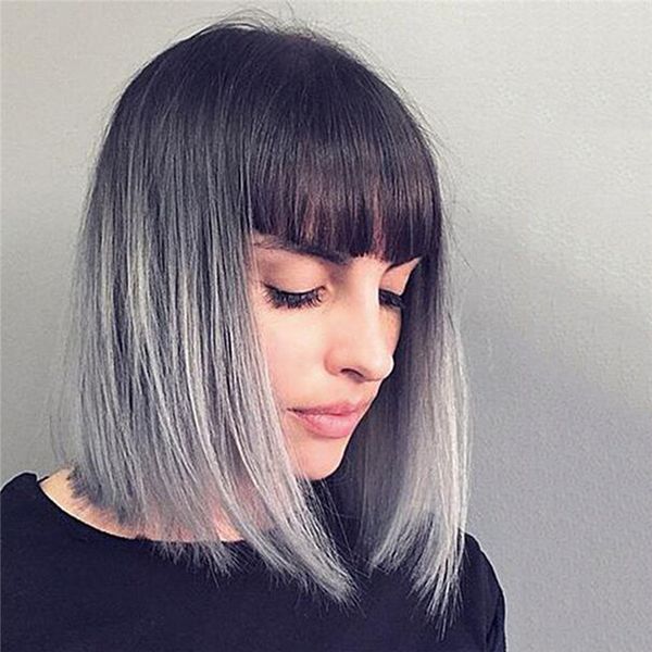 Grosshandel Zf Grey Grannyhair Bob Perucke African American Bob Perucke Naturlicher Teil 14inch Kurze Perucken Grosshandel Von Zhifan Wig 12 57 Auf