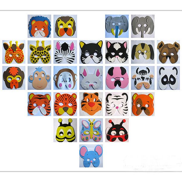 Maske Spielzeug Geburtstag Party Supplies EVA Schaum Tier Masken Cartoon Kinder Partys Dress Up Kostüm Zoo Dschungel Party Dekoration