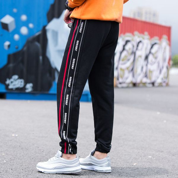 

loldeal autumn new student leisure sports nine pants youth men's feet harlan wei pants male, Black