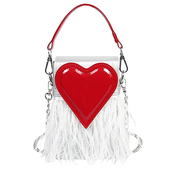 

luxury feather red heart design box style pu ladies chain purse mini shoulder bag tote crossbody bag for women designer bags