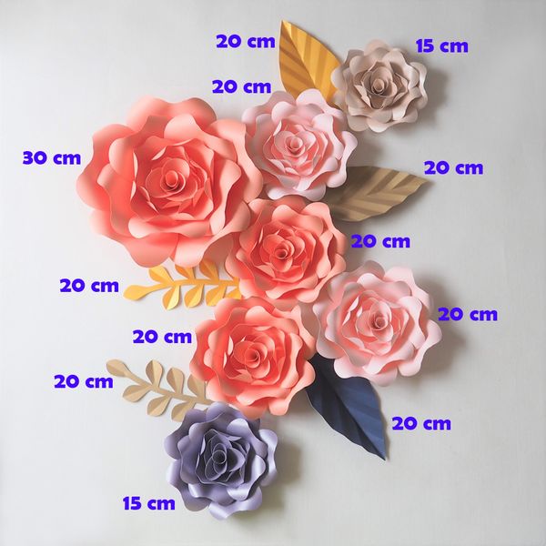 

diy artificial flowers fleurs artificielles backdrop giant paper flowers 7pcs+ 5 leave wedding party decoration living room