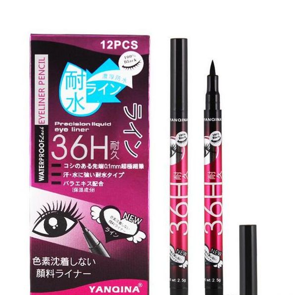 

36h waterproof eyeliner yanqina makeup pencil black brown blue purple 4 colors pen liquid eye liner cosmetics long lasting