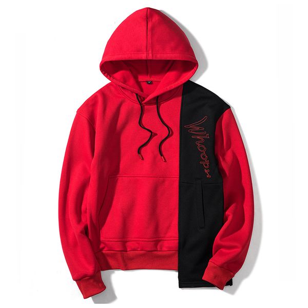 

autumn new selling fashion mens pullover hoodie irregular patchwork hoodies sweatshirt casual loose youth hoodie, Black