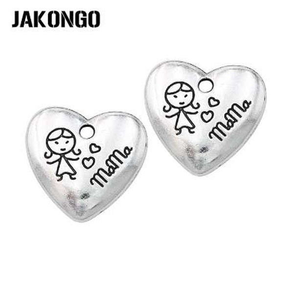 

15pcs antique silver plated heart mama charms pendants for jewelry making bracelet diy handmade craft 20x22mm, Bronze;silver