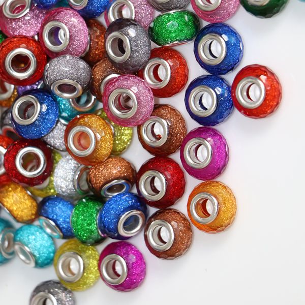 

Wholesale BULK BEADS 50 Pieces of Pack Large Mixed Glitter Faceted Big Hole Resin Beads FREE DELIVERY