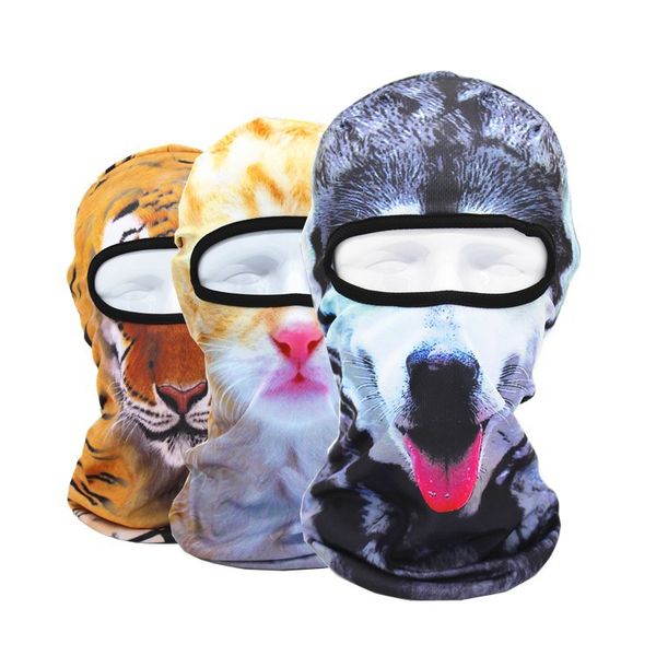 

3d animal print dust masks sun protection cap cs hat motorcycle active outdoor masks skull hood hat uv protect full face mask, Blue