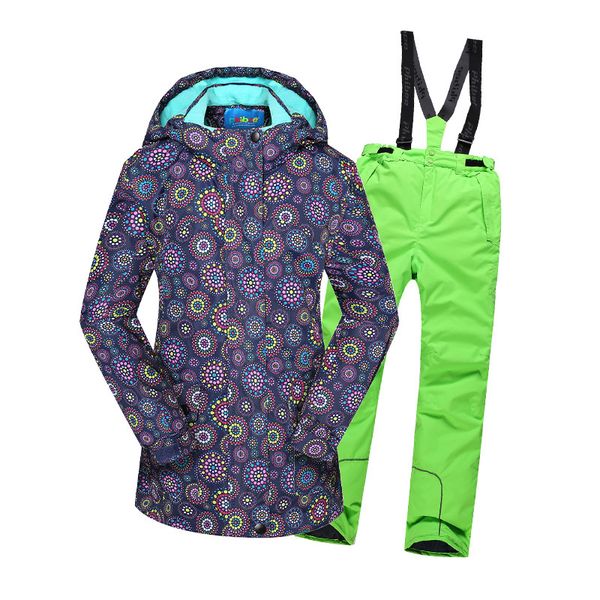 

female girls winter snow jacket ski suit women snow jacket+pants windproof waterproof thickened clothes snowboard skiing sets