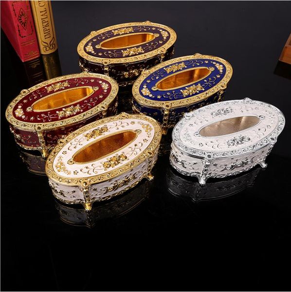 

metal tissue box case european gold plated rose napkin paper holder zinc alloy tissue box napkin wedding decoration zjh051