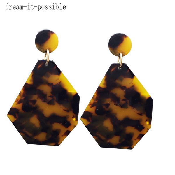 

dream-it-possible big 2018 new fashion geometic women long acrylic resin oval statement leapord earrings dangle earrings, Silver