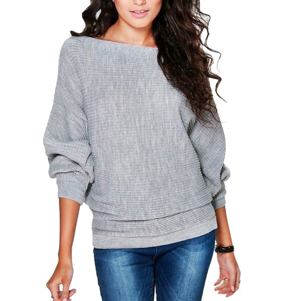 

gray thin knitted sweater and pullover women fashion long sleeve autumn casual sweaters female solid batwing knit jumpers, White;black