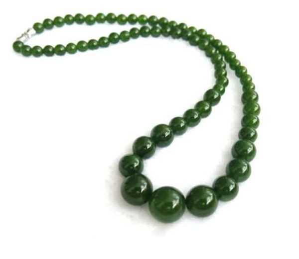 

100% natura emerald hetian jade handcraft carved beads necklace wholesale, Silver