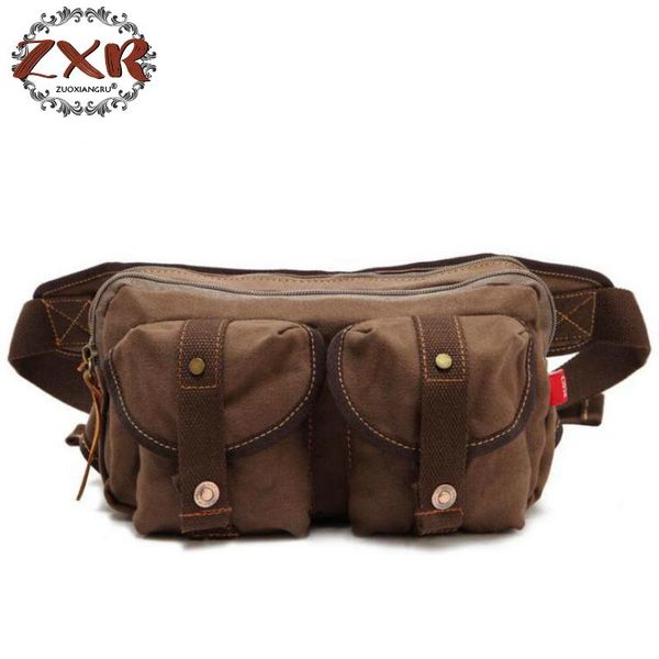 

portable waist pacbag versatile canvas bag coon retro canvas men waist vintage men's crazy horsesling messenger bags
