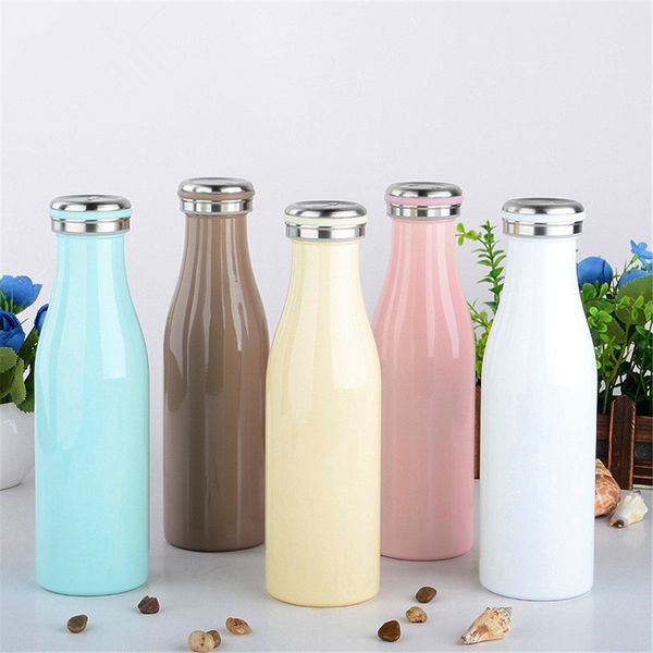 

cola bottle water cup insulation mug 500ml vacuum bottle sports stainless steel cola bowling shape travel mugs 6 colors