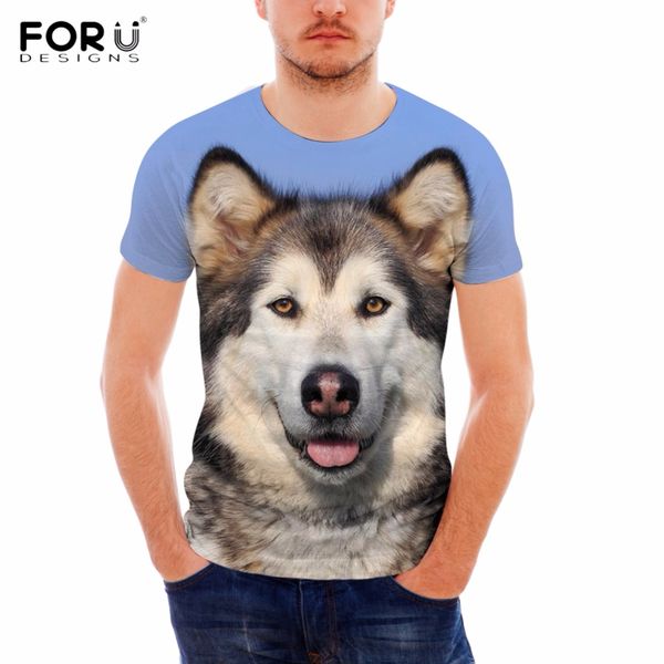 

forudesigns brand men summer t shirts cute dog alaskan malamute print short sleeve tees casual teen boys t-shirts plus size, White;black
