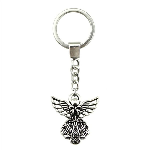 

6 pieces key chain women key rings fashion keychains for men angel 26x23mm ysk-b11801, Slivery;golden
