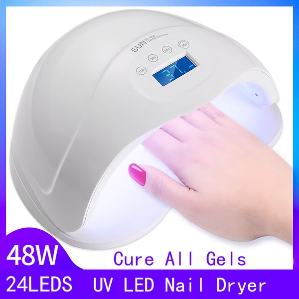 

sun 5s 48w white light professional led&uv lamp for gel machine infrared sensor timer set gel all uv nail polish lamp curing