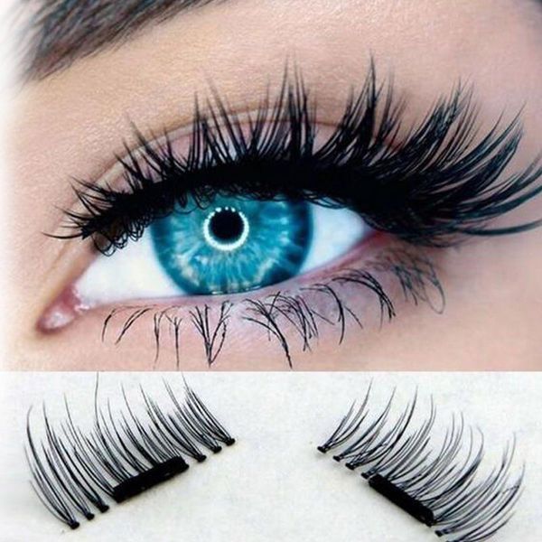

false eyelashes 3d magnetic lashes double magnet fake eye lashes hand made strip