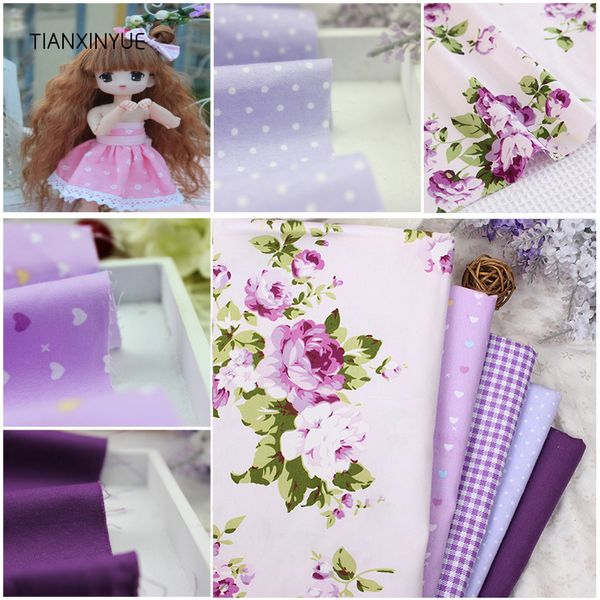 

tianxinyue 5 pcs purple 40*50cm 100% cotton fabric diy sewing patchwork kids bedding bags tilda doll cloth home textiles fabric, Black;white